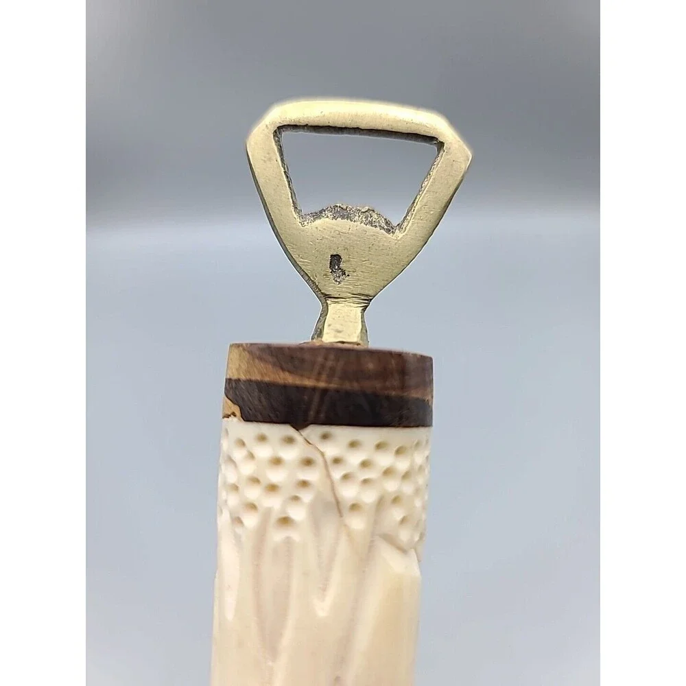 Barware Vintage 7 Inch Hand Carved Brass Elephant Carving Bottle Opener